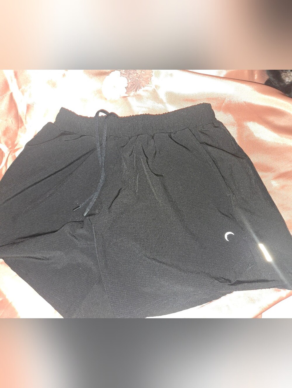 ZYIA Men's Black Athletic Shorts with Crescent Logo